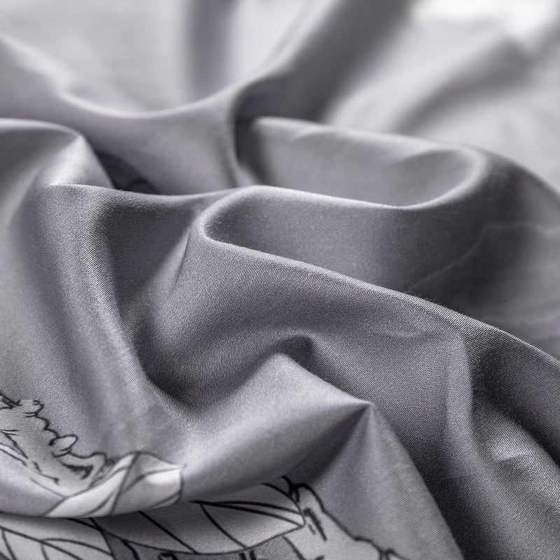 Astrid Space Gray Egyptian Cotton Duvet Cover & Sheet Set