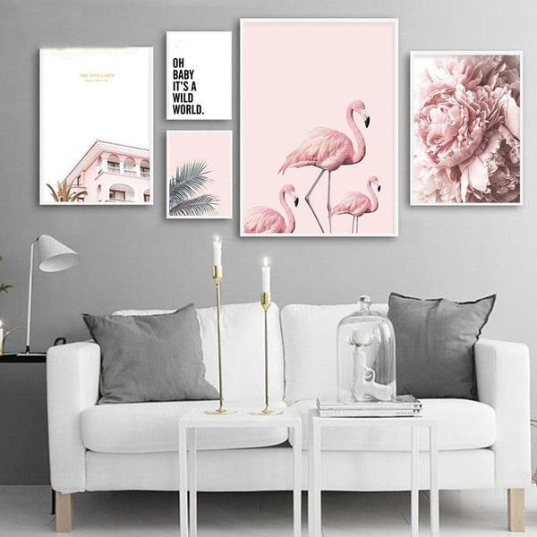 Flamingo Flower Wall Art