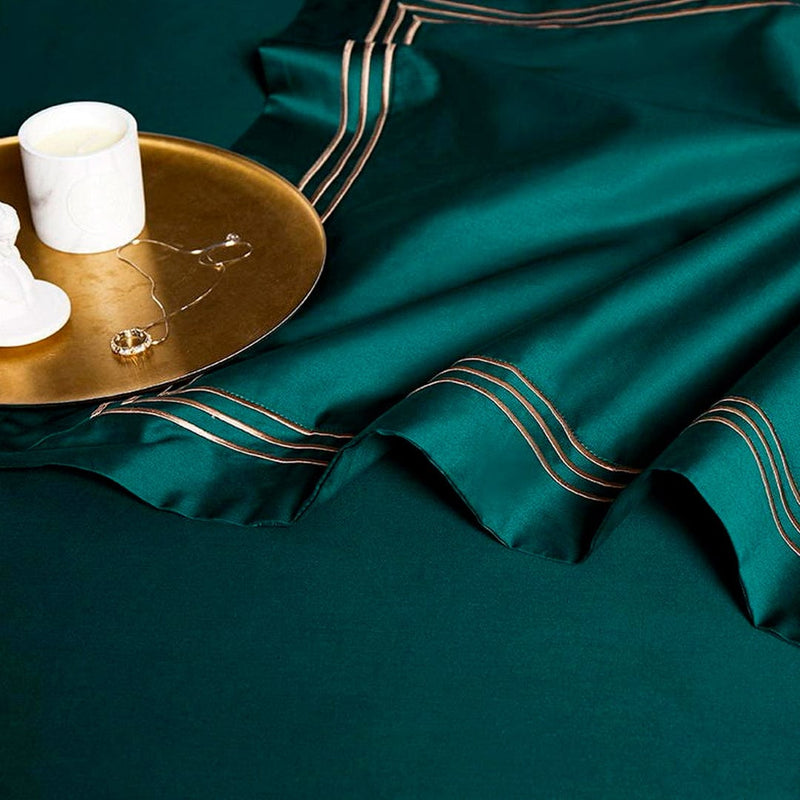 Marina Deep Green Duvet Cover & Sheet Set | 100% Giza Egyptian Cotton