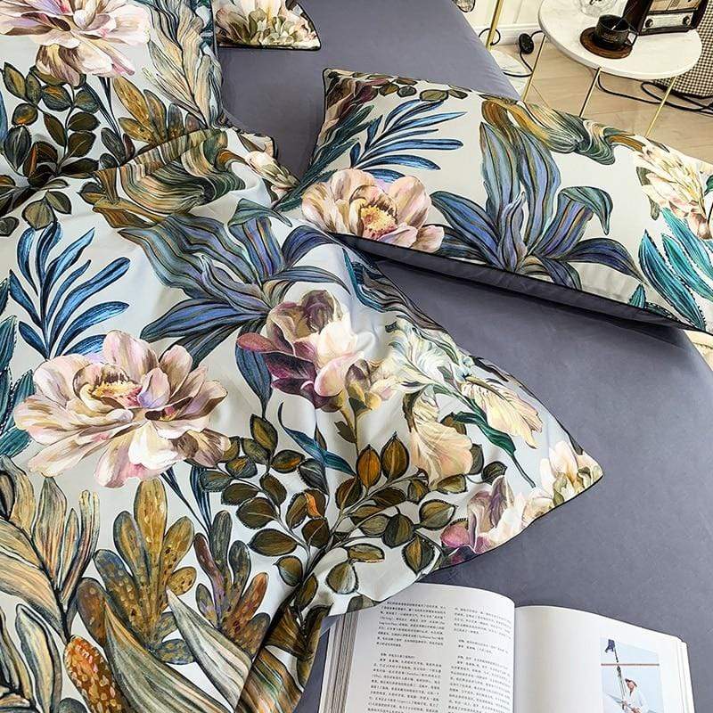 Tropical Leaves Duvet Cover & Sheet Set (Egyptian Cotton)