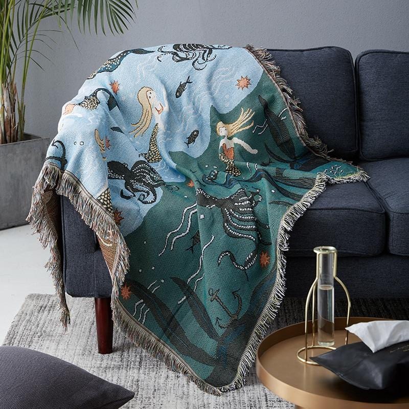 Mermaid Knitted Nordic Blanket