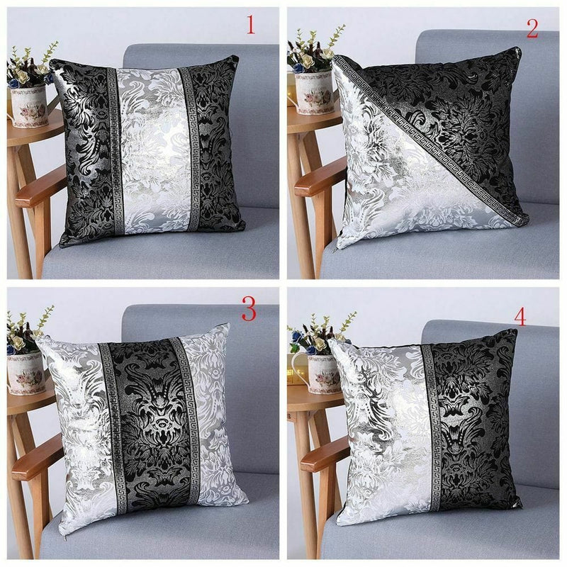 Premium Vintage Black And Silver Pillow Cover