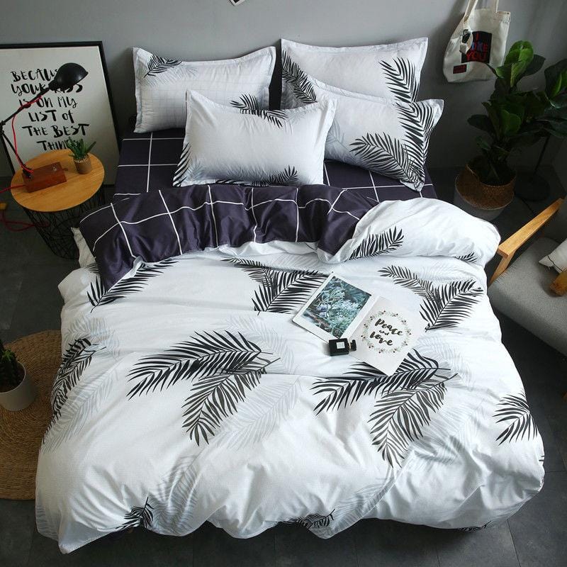 White Feather Duvet Cover & Bed Sheet Set