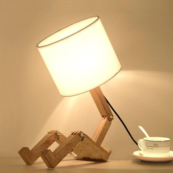 Robot Shape Wooden Table Lamp